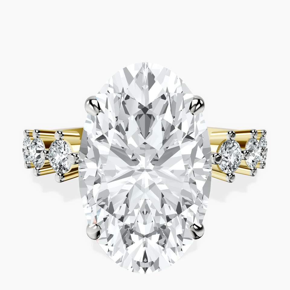 14kt Yellow Gold Edna Side Stone Lab Diamond Ring front image