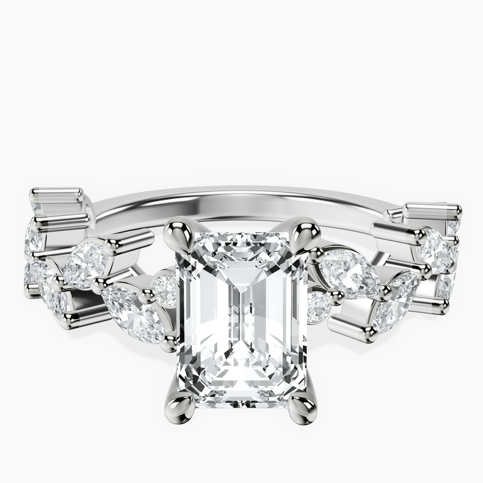 9ct White Gold Hester Petite Side Stone Lab Diamond Ring front image