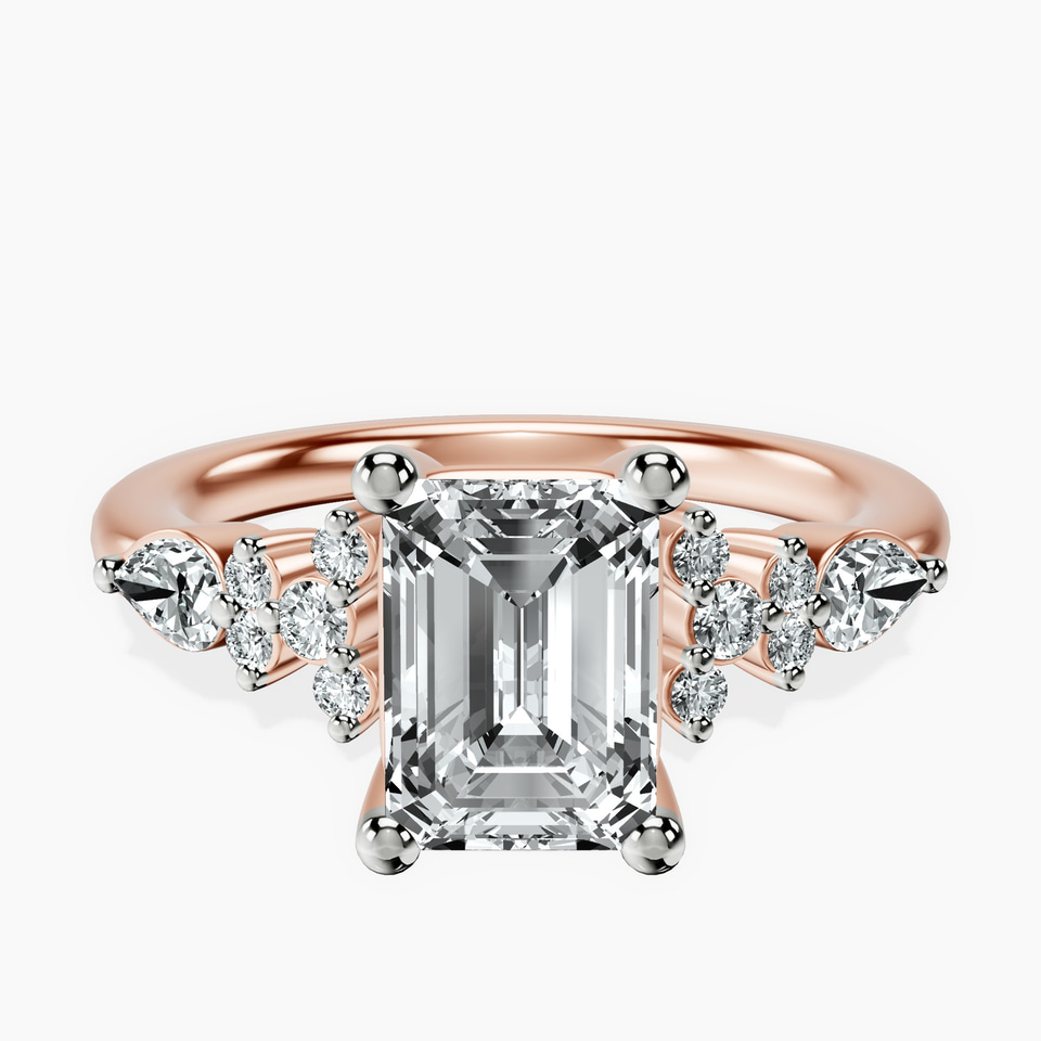 9ct Rose Gold Josephine Four Prong Side Stone Lab Diamond Ring front image
