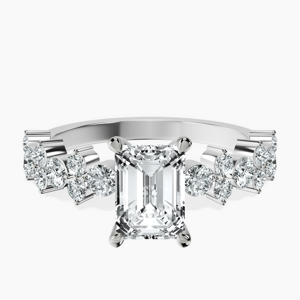14kt White Gold Dorothea Side Stone Lab Diamond Ring front image