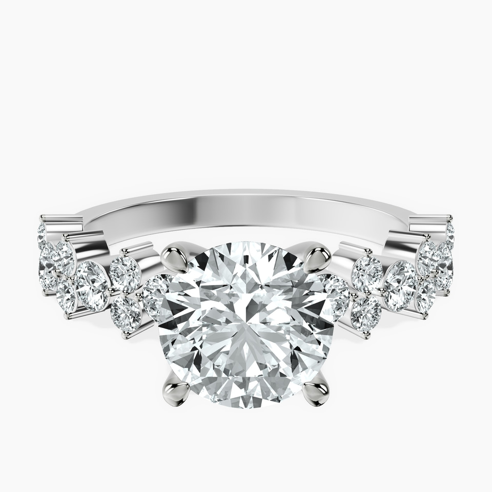 9ct White Gold Dorothea Side Stone Lab Diamond Ring front image