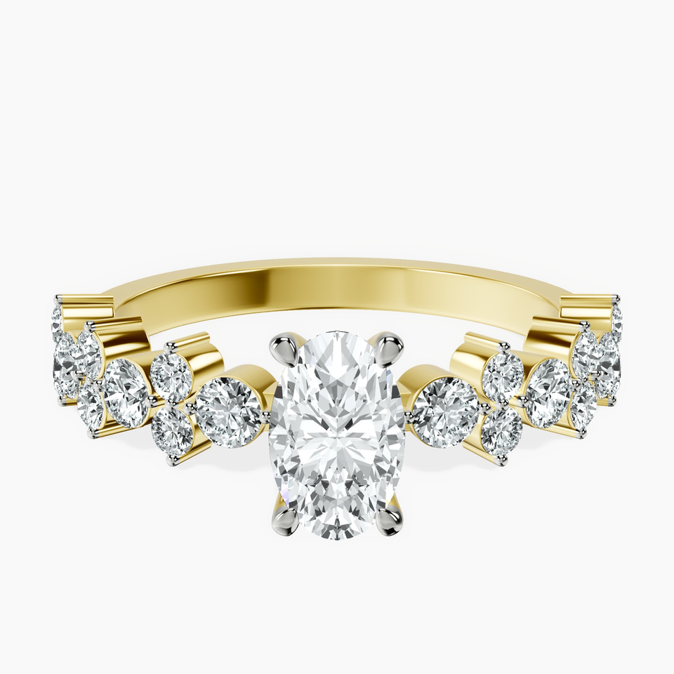 10kt Yellow Gold Dorothea Side Stone Lab Diamond Ring front image