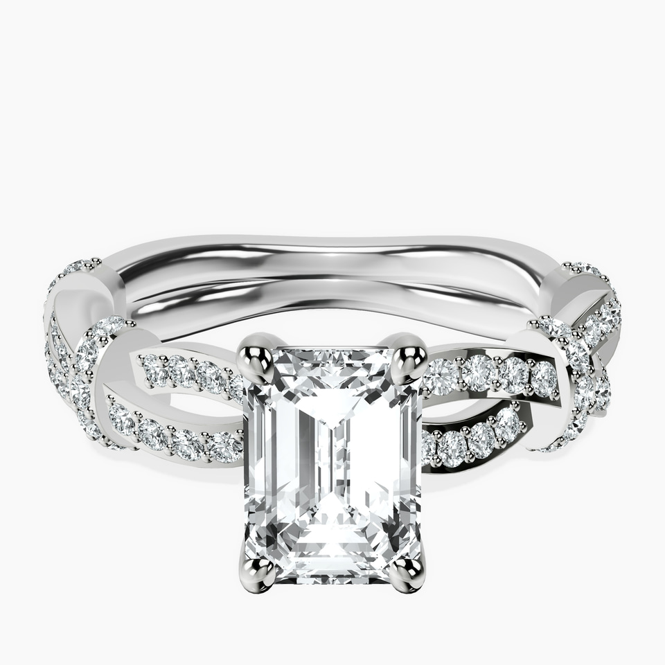 Platinum Charlotte Double Twist Side Stone Lab Diamond Ring front image