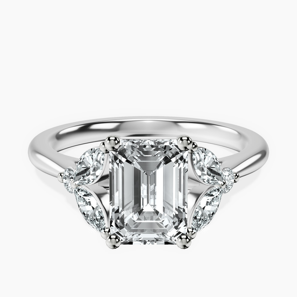 14kt White Gold Beatrice Marquise Side Stone Lab Diamond Ring front image