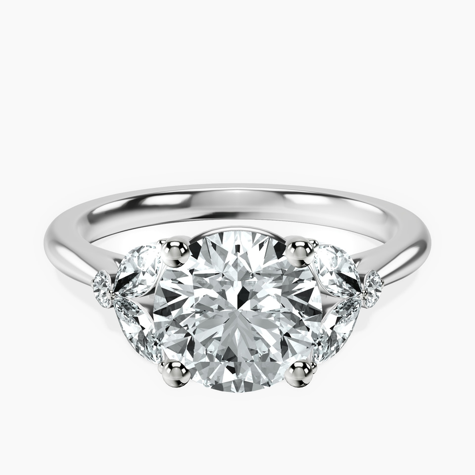 Platinum Beatrice Marquise Side Stone Lab Diamond Ring front image