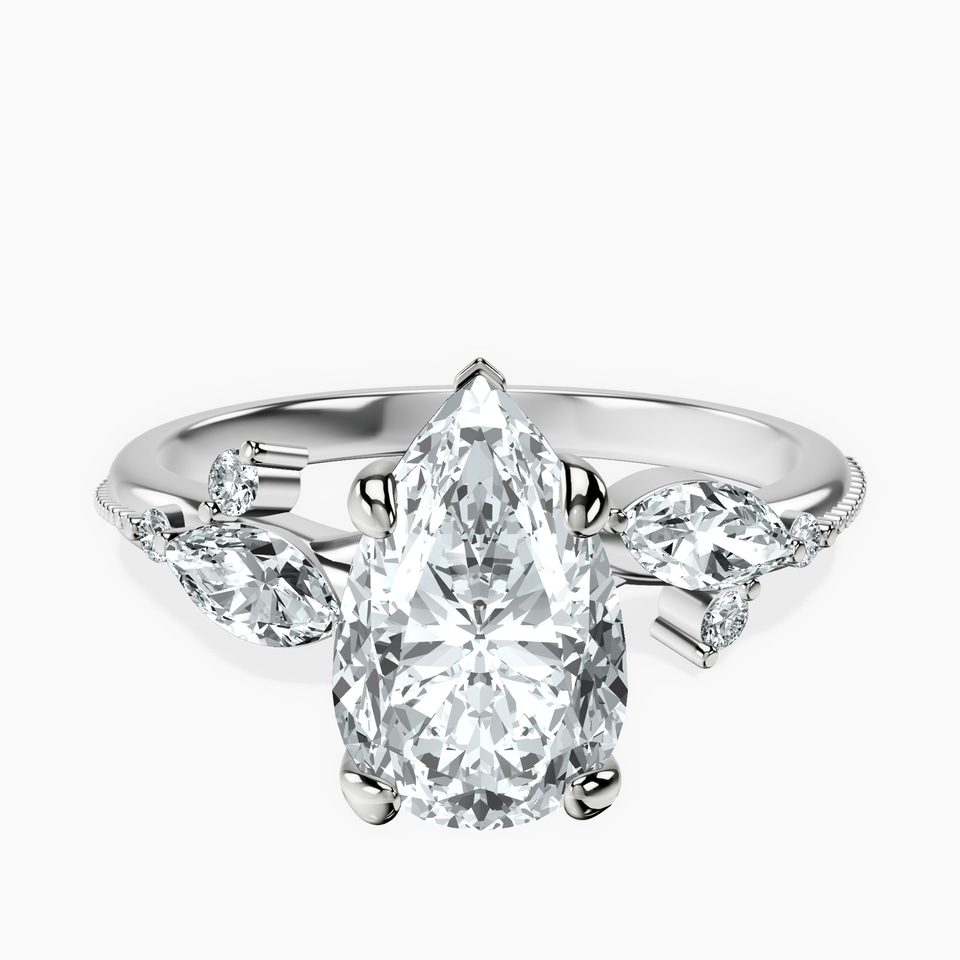 9ct White Gold Emmeline Crisscross Side Stone Lab Diamond Ring front image