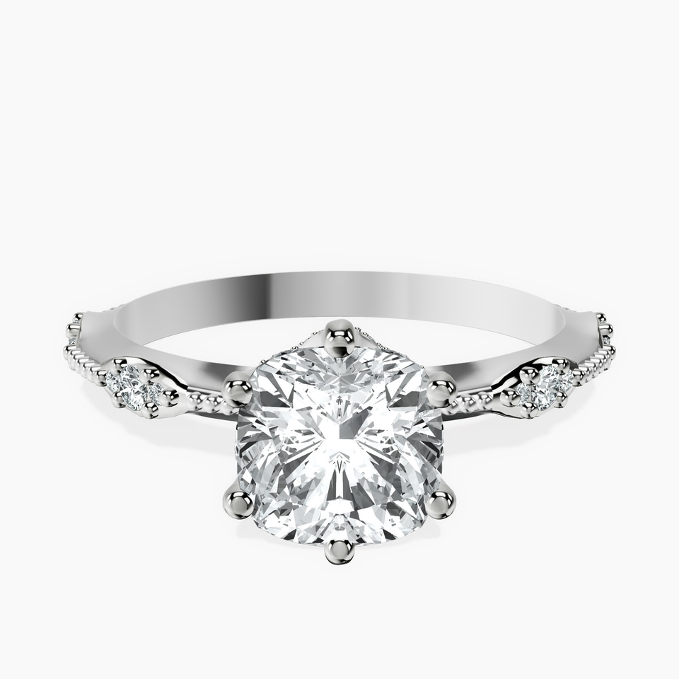 Platinum Theodora Six Prong Side Stone Lab Diamond Ring front image