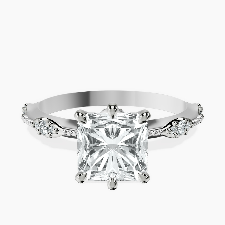 Platinum Theodora Six Prong Side Stone Lab Diamond Ring front image