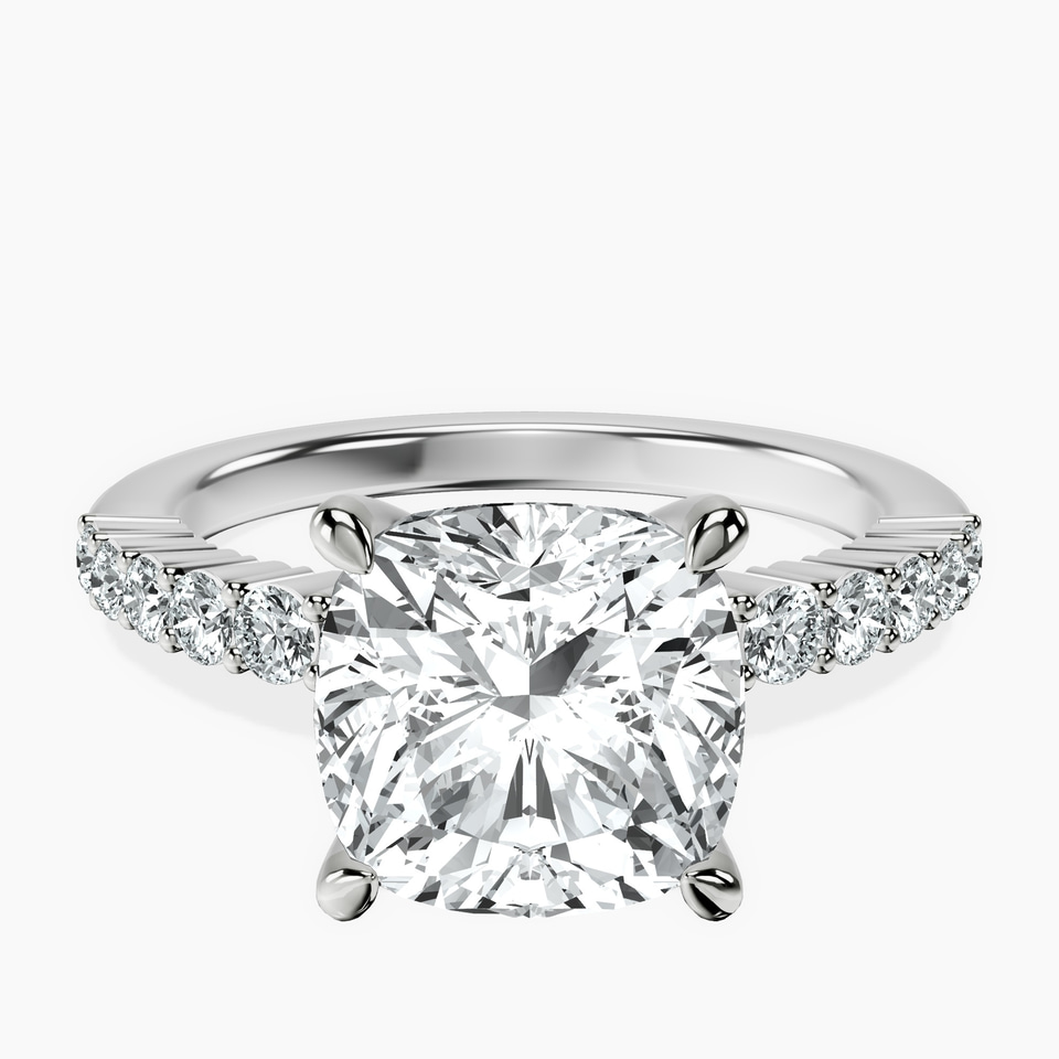 Platinum Lottie Four Claw Side Stone Lab Diamond Ring front image