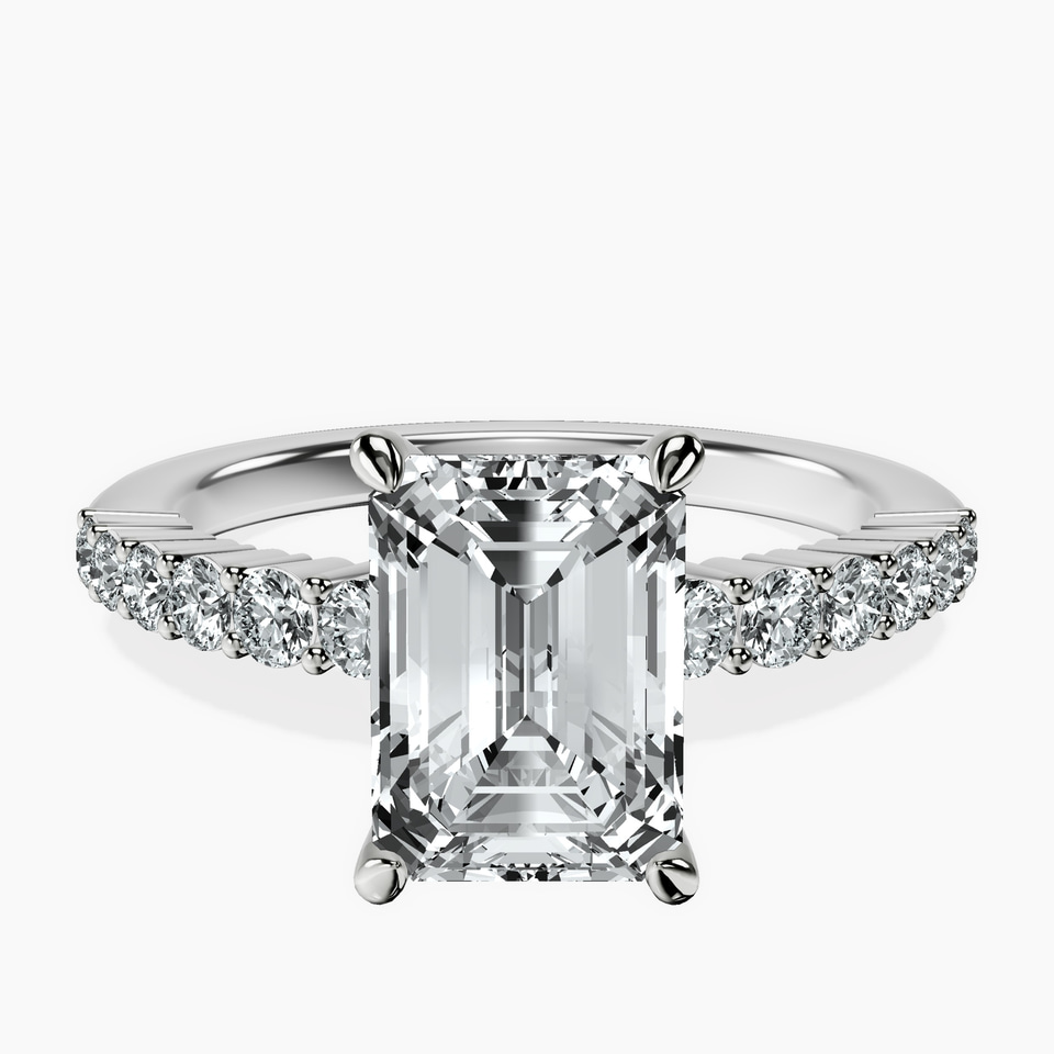 Platinum Lottie Four Claw Side Stone Lab Diamond Ring front image