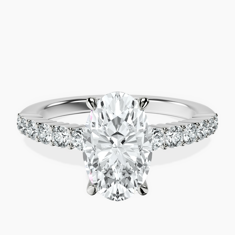 9ct White Gold Lottie Four Claw Side Stone Lab Diamond Ring front image