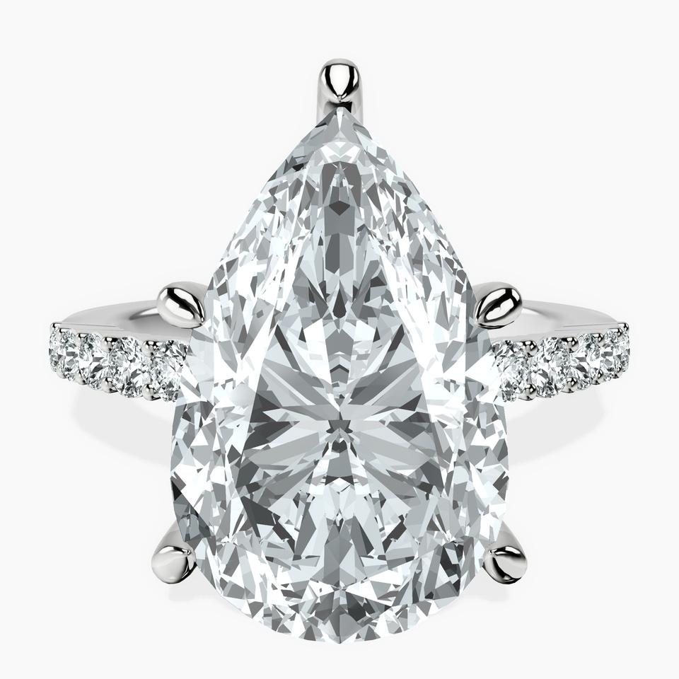 10kt White Gold Lottie Four Claw Side Stone Lab Diamond Ring front image