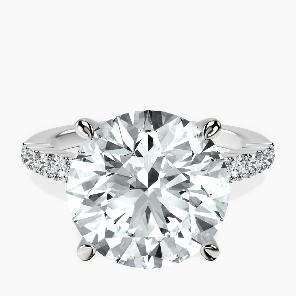 10kt White Gold Lottie Four Claw Side Stone Lab Diamond Ring front image