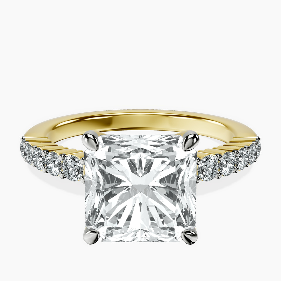 18kt Yellow Gold Lottie Four Claw Side Stone Lab Diamond Ring front image
