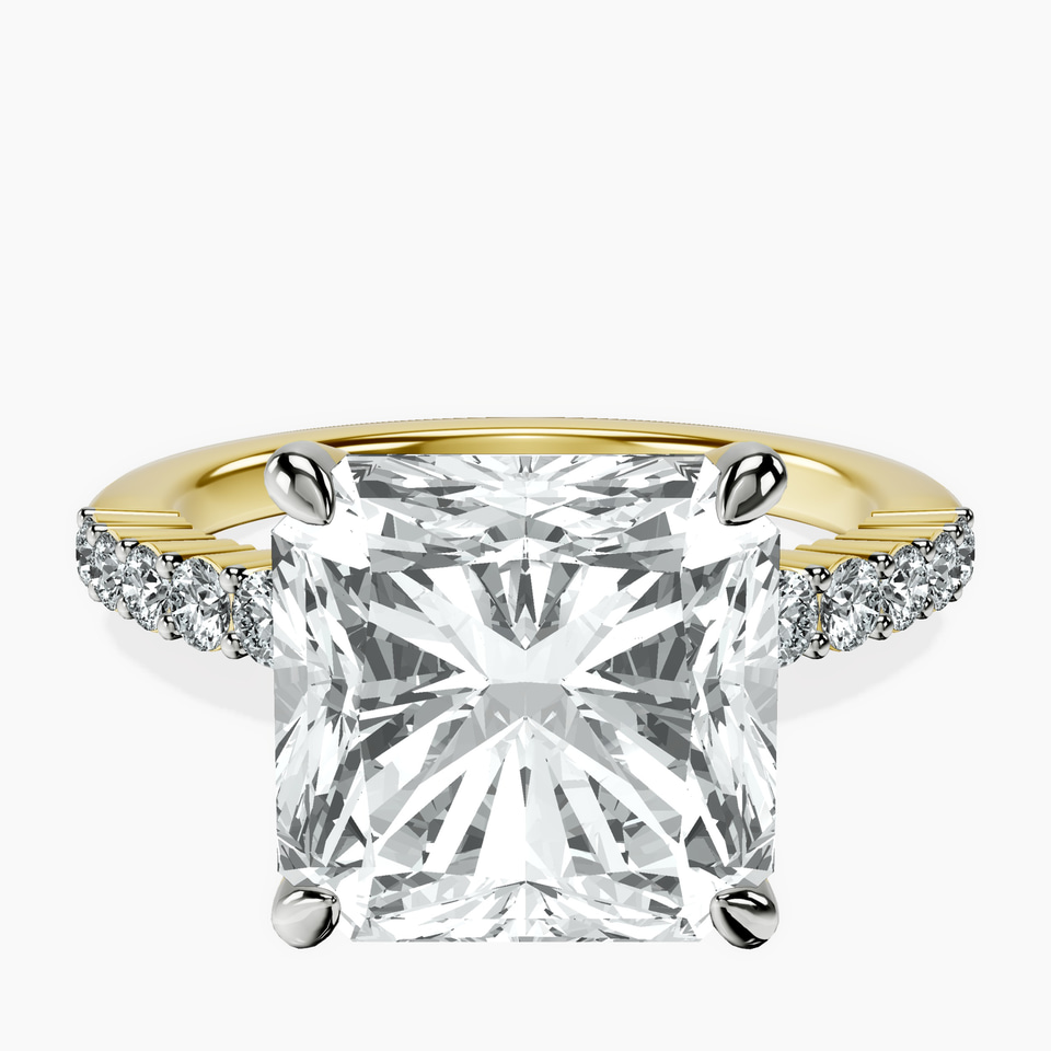10kt Yellow Gold Lottie Four Claw Side Stone Lab Diamond Ring front image
