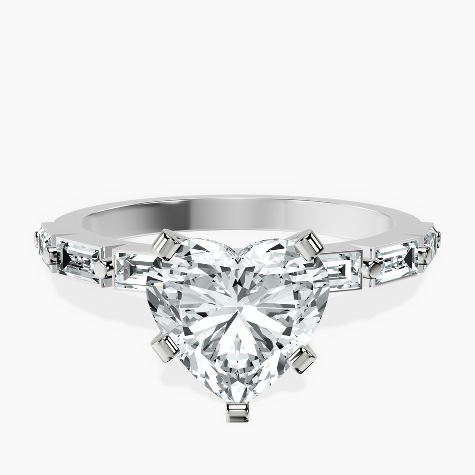 10kt White Gold Kimberly Baguette Side Stone Lab Diamond Ring front image
