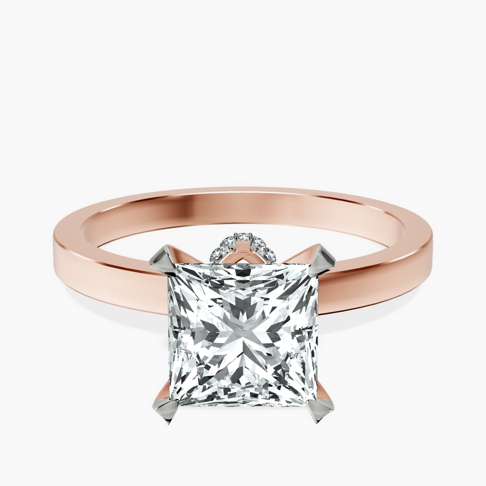 14ct Rose Gold Ember Secret Halo Lab Diamond Ring front image