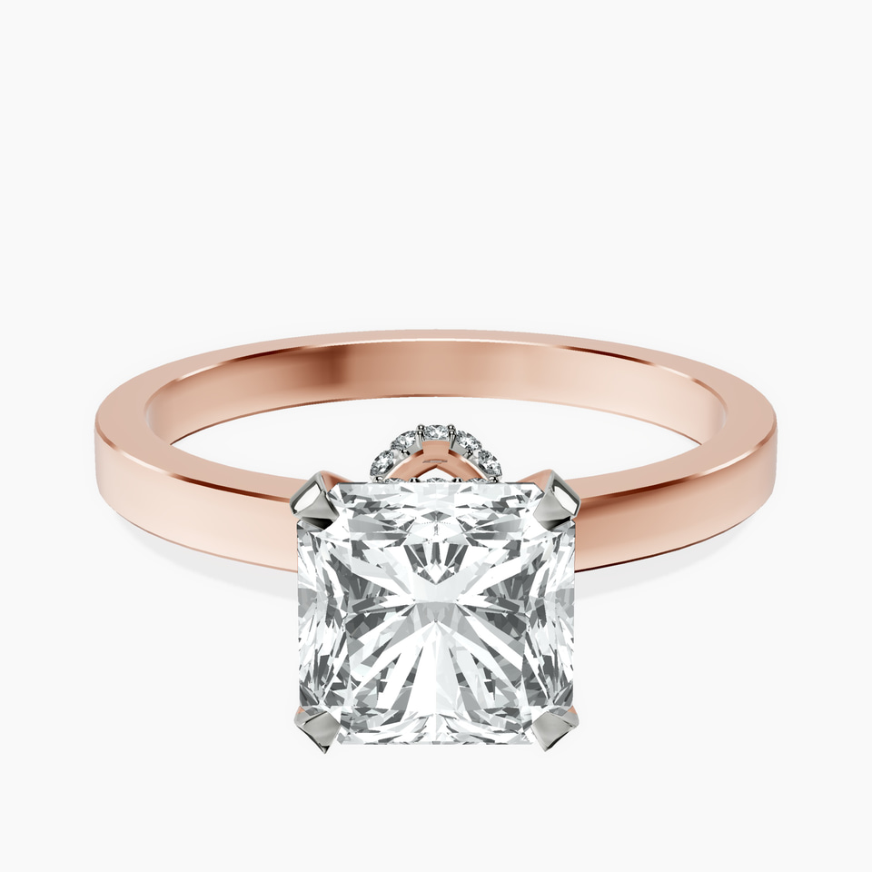 14ct Rose Gold Ember Secret Halo Lab Diamond Ring front image