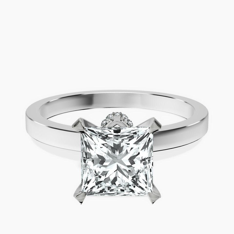 14ct White Gold Ember Secret Halo Lab Diamond Ring front image