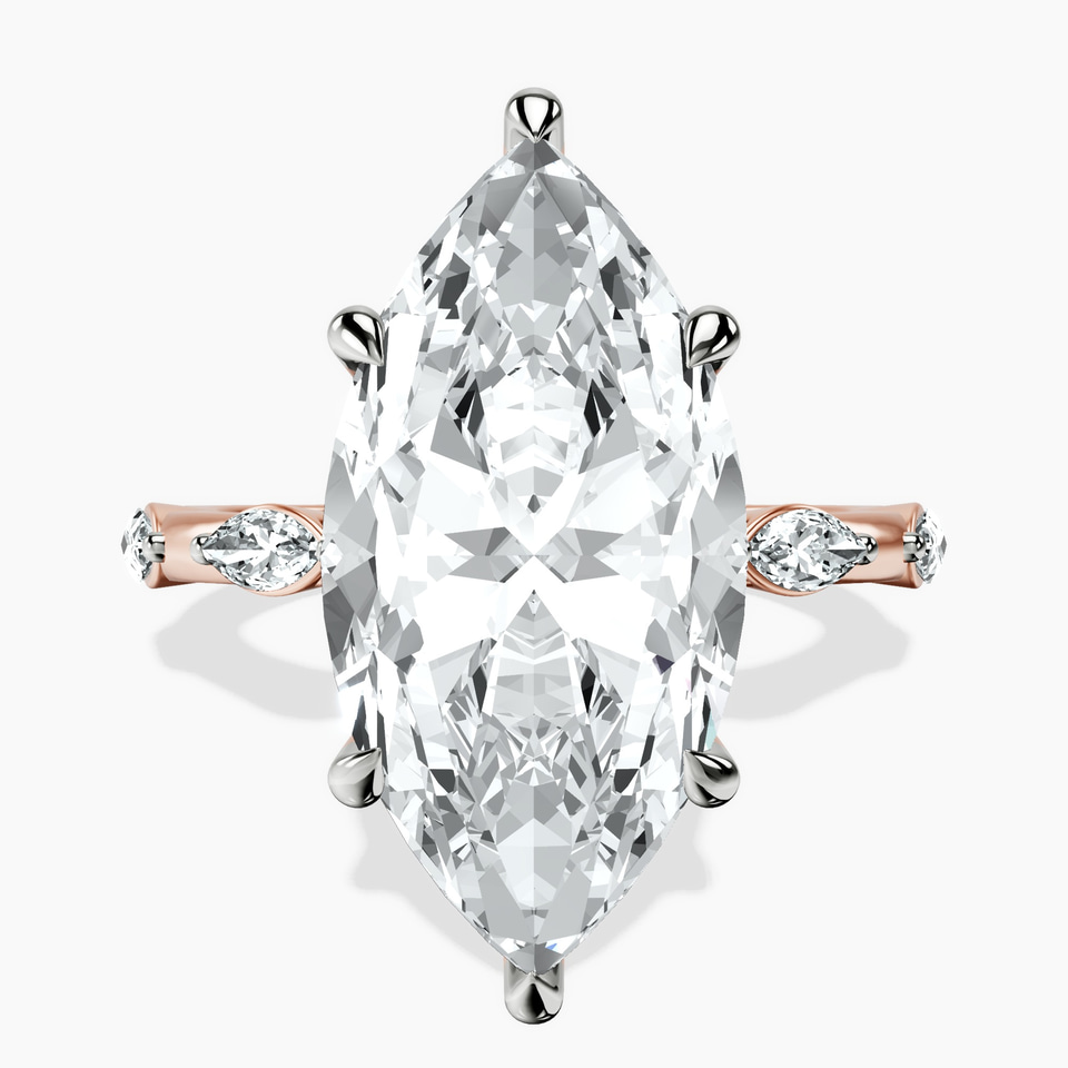 10kt Rose Gold Sheryl Marquise Side Stone Lab Diamond Ring front image
