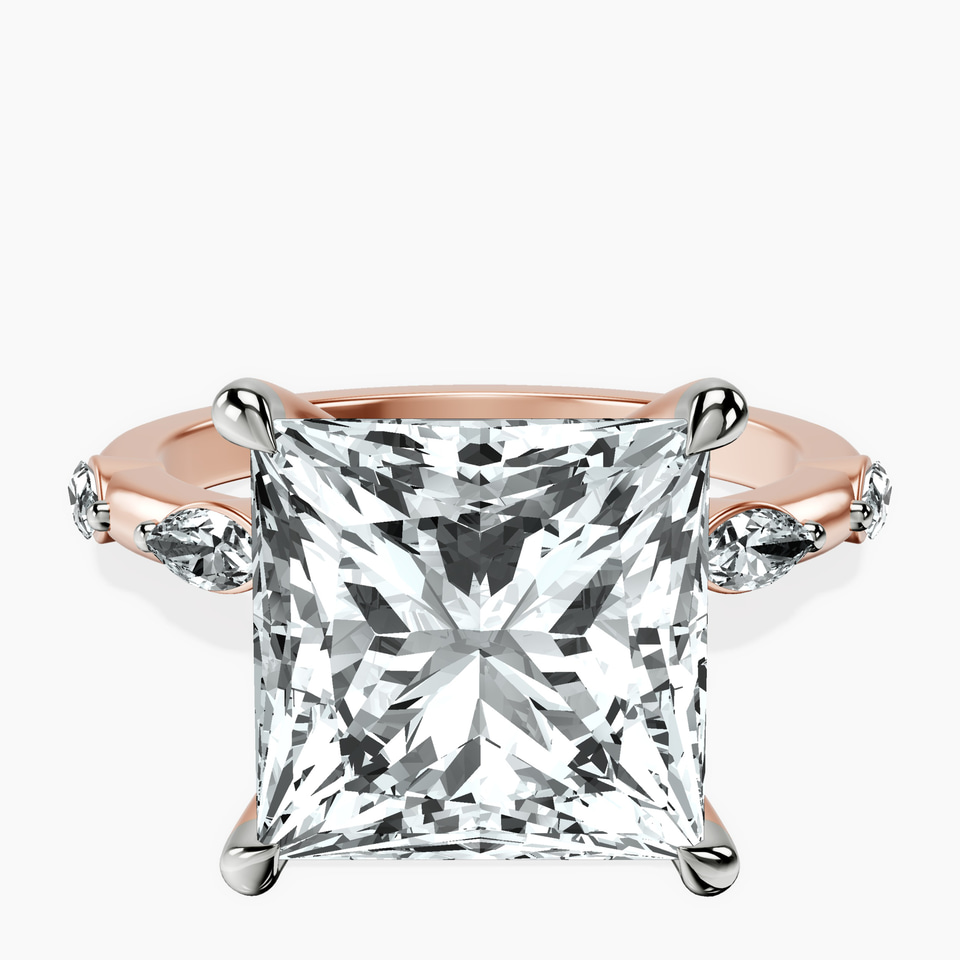 10kt Rose Gold Sheryl Marquise Side Stone Lab Diamond Ring front image