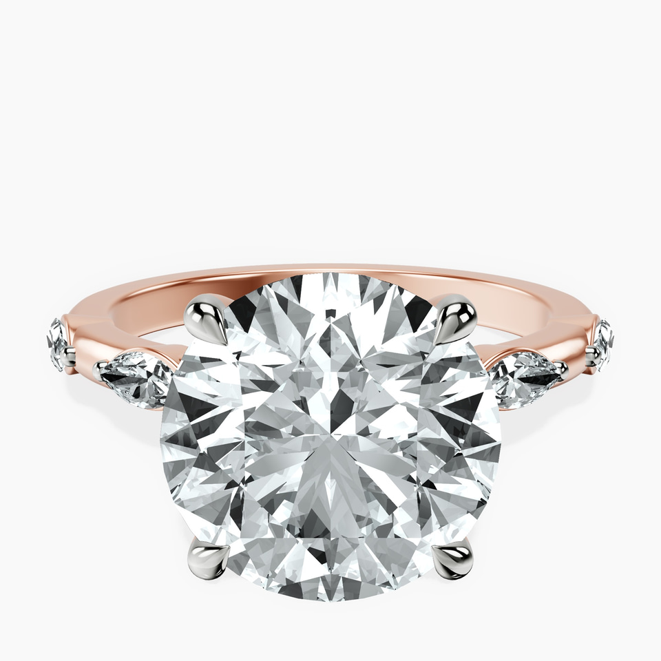 10kt Rose Gold Sheryl Marquise Side Stone Lab Diamond Ring front image