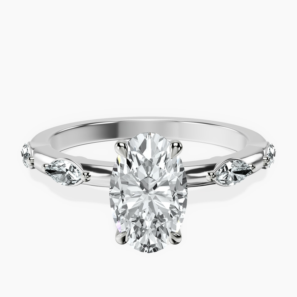 Platinum Sheryl Marquise Side Stone Lab Diamond Ring front image