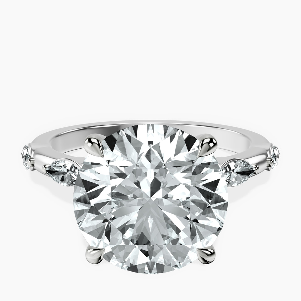 Platinum Sheryl Marquise Side Stone Lab Diamond Ring front image