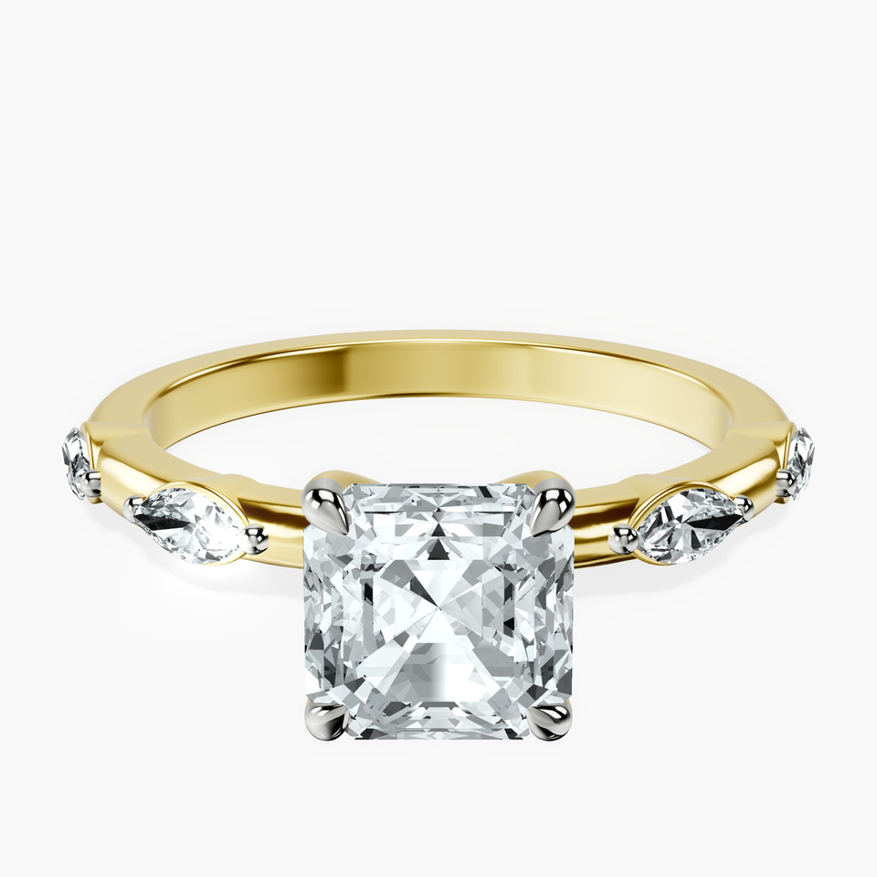 9ct Yellow Gold Sheryl Marquise Side Stone Lab Diamond Ring front image