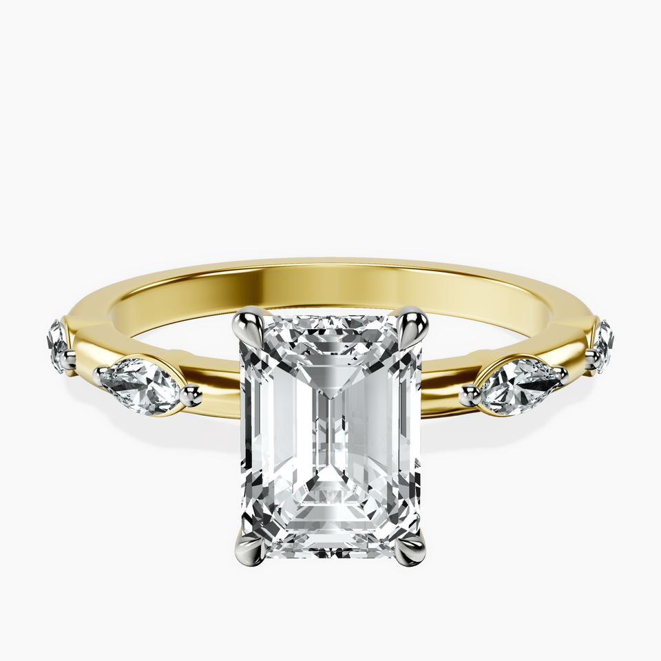 9ct Yellow Gold Sheryl Marquise Side Stone Lab Diamond Ring front image