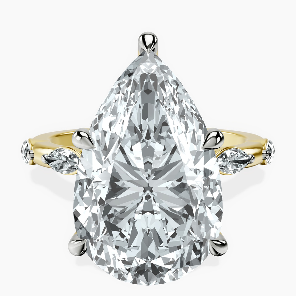 10kt Yellow Gold Sheryl Marquise Side Stone Lab Diamond Ring front image