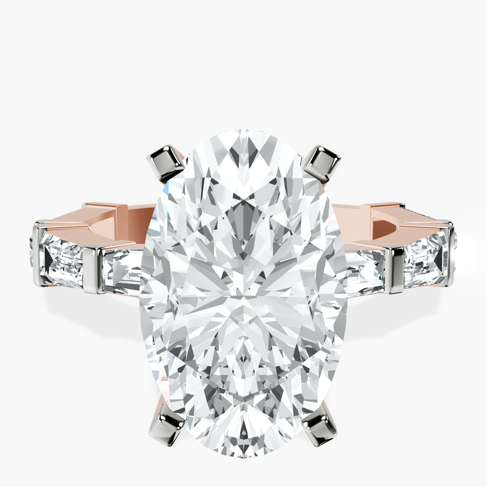 14kt Rose Gold Gizele Tapered Side Stone Lab Diamond Ring front image