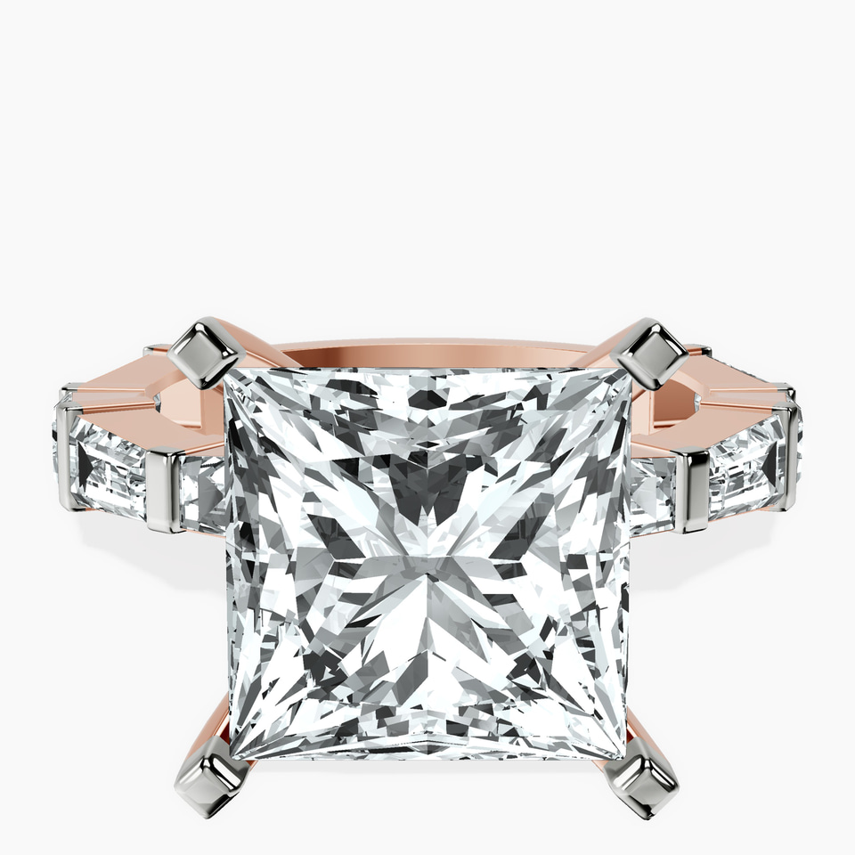 18kt Rose Gold Gizele Tapered Side Stone Lab Diamond Ring front image