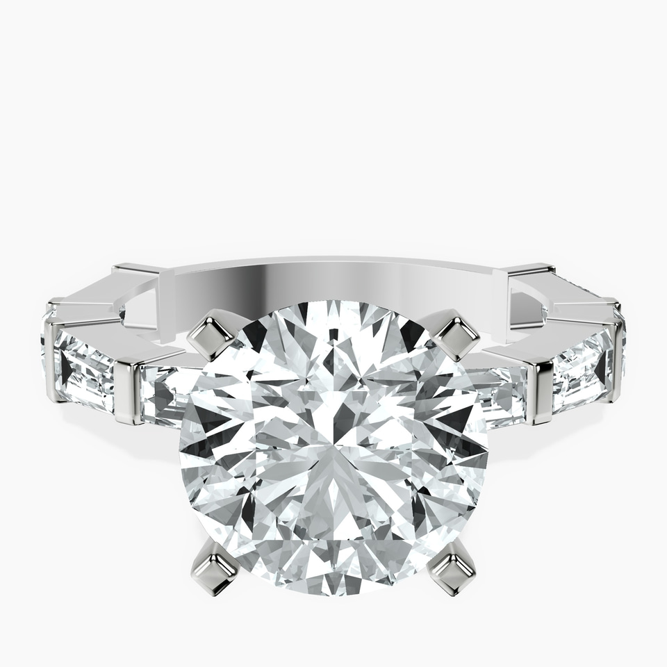 Platinum Gizele Tapered Side Stone Lab Diamond Ring front image