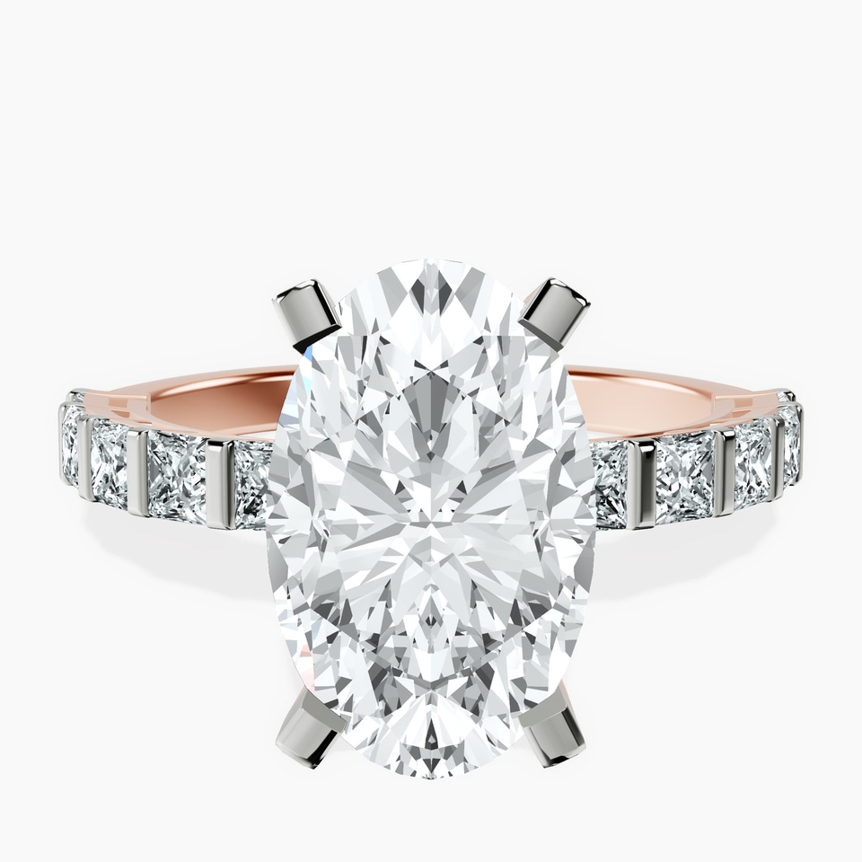 14kt Rose Gold Keziah Side Stone Princess Lab Diamond Ring front image