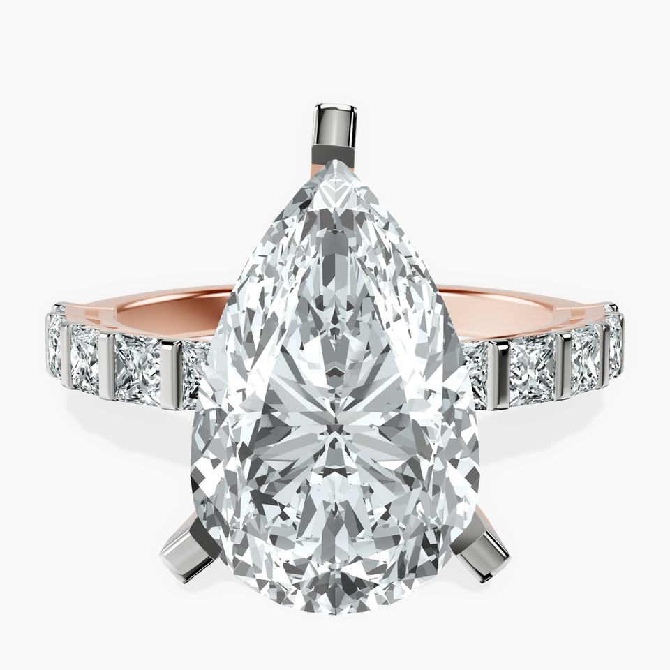 10kt Rose Gold Keziah Side Stone Princess Lab Diamond Ring front image