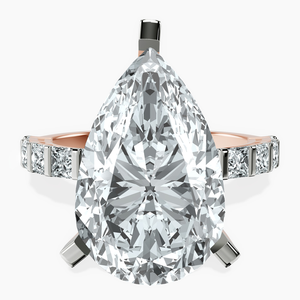 10kt Rose Gold Keziah Side Stone Princess Lab Diamond Ring front image