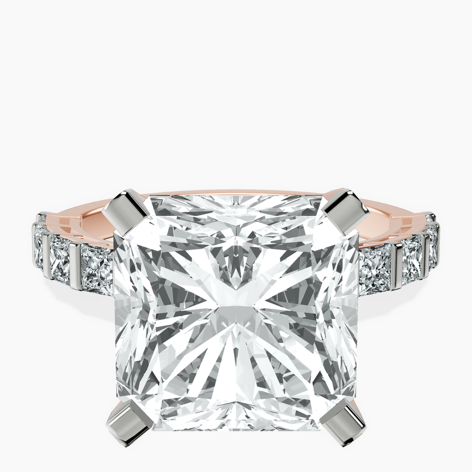 18kt Rose Gold Keziah Side Stone Princess Lab Diamond Ring front image