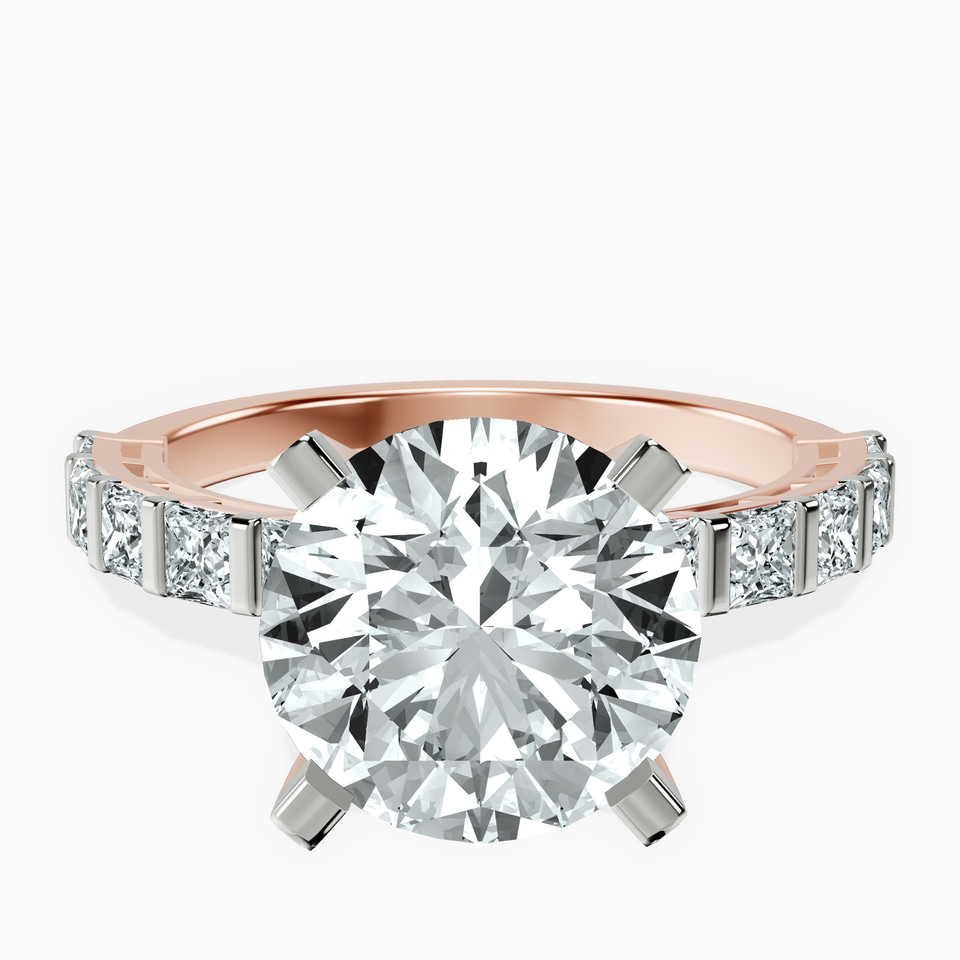 10kt Rose Gold Keziah Side Stone Princess Lab Diamond Ring front image