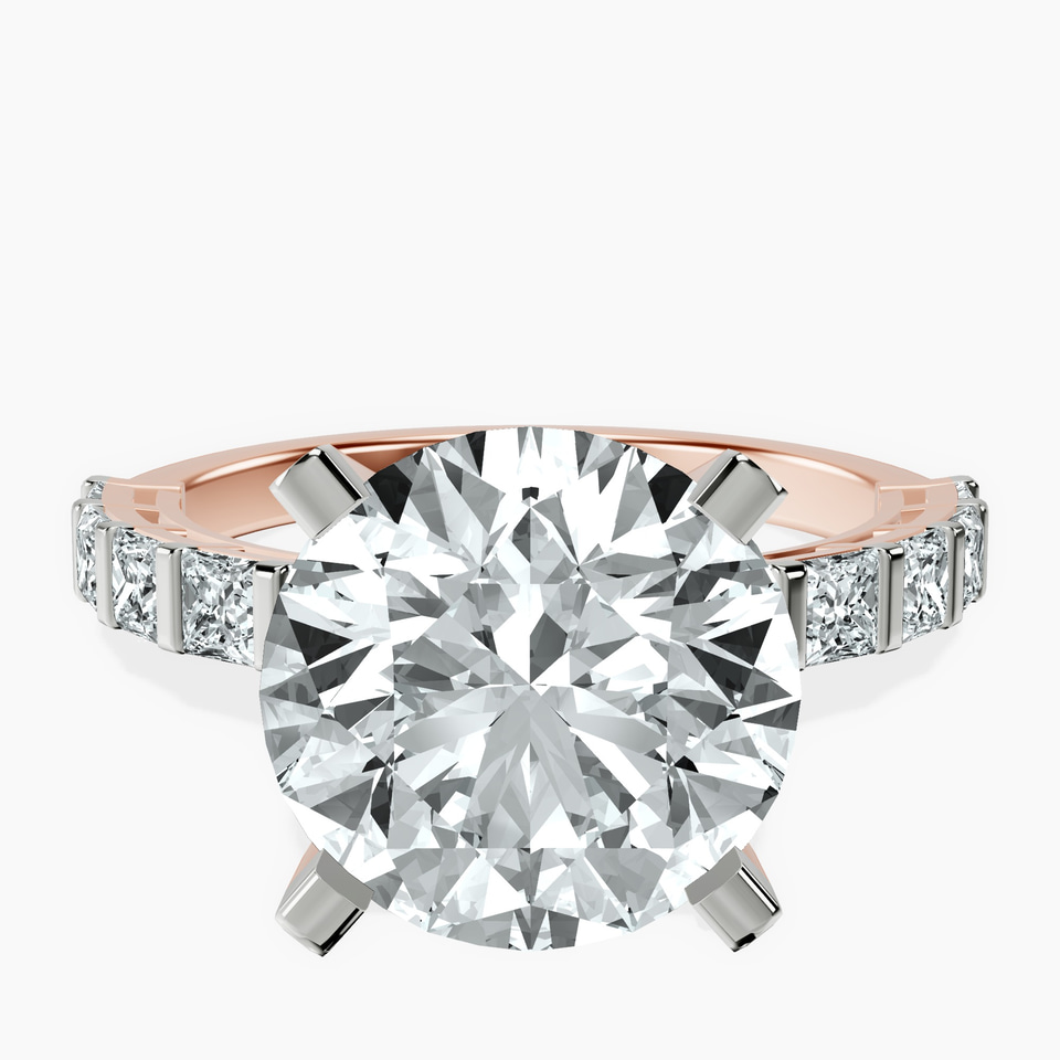 10kt Rose Gold Keziah Side Stone Princess Lab Diamond Ring front image