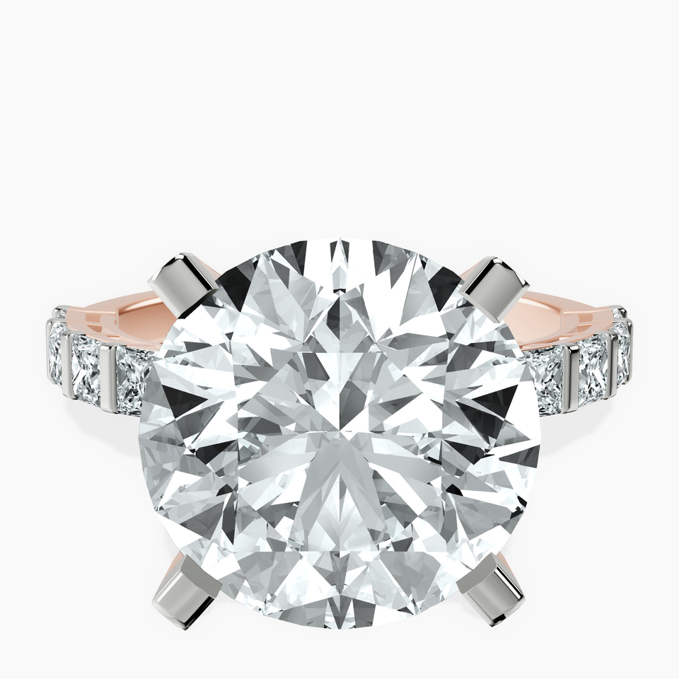 10kt Rose Gold Keziah Side Stone Princess Lab Diamond Ring front image
