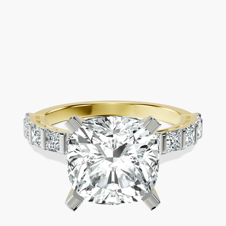 14kt Yellow Gold Keziah Side Stone Princess Lab Diamond Ring front image