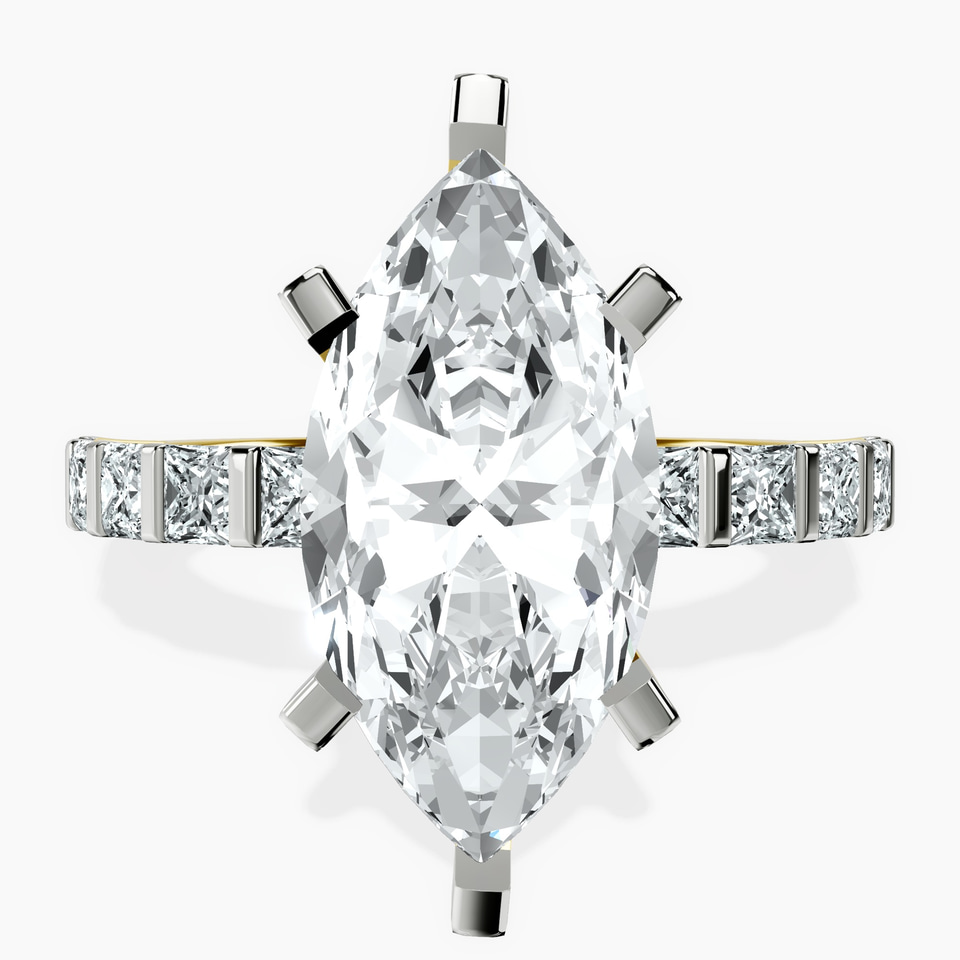 14kt Yellow Gold Keziah Side Stone Princess Lab Diamond Ring front image