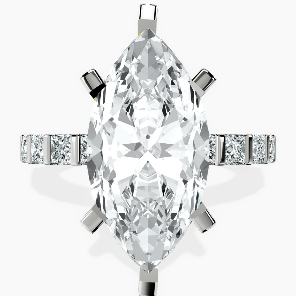 18kt Yellow Gold Keziah Side Stone Princess Lab Diamond Ring front image