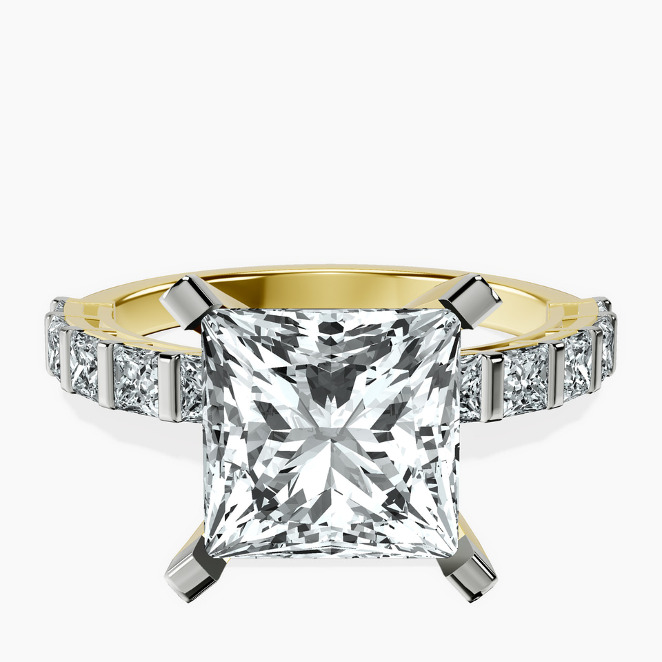 18kt Yellow Gold Keziah Side Stone Princess Lab Diamond Ring front image
