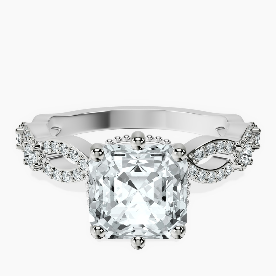 10kt White Gold Aristea Elite Milgrain Lab Diamond Ring front image
