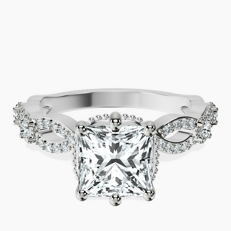 9ct White Gold Aristea Elite Milgrain Lab Diamond Ring front image