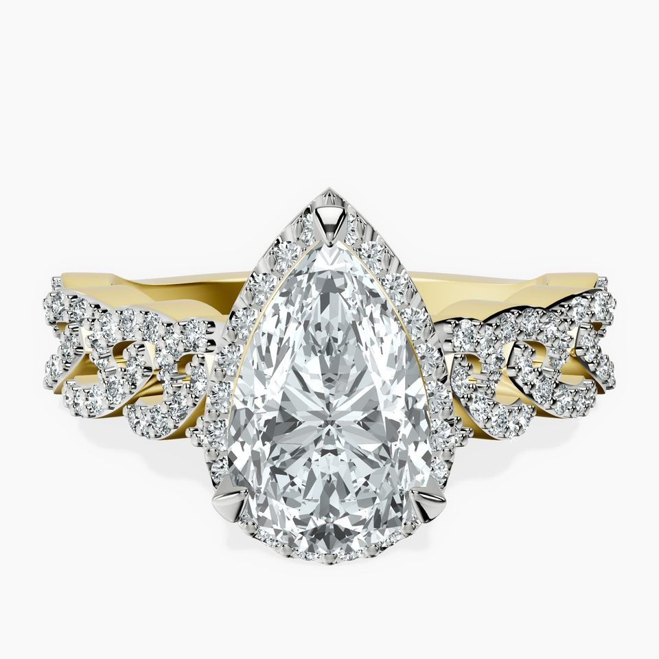 9ct Yellow Gold Imperiella Halo Celtic Knot Lab Diamond Ring front image