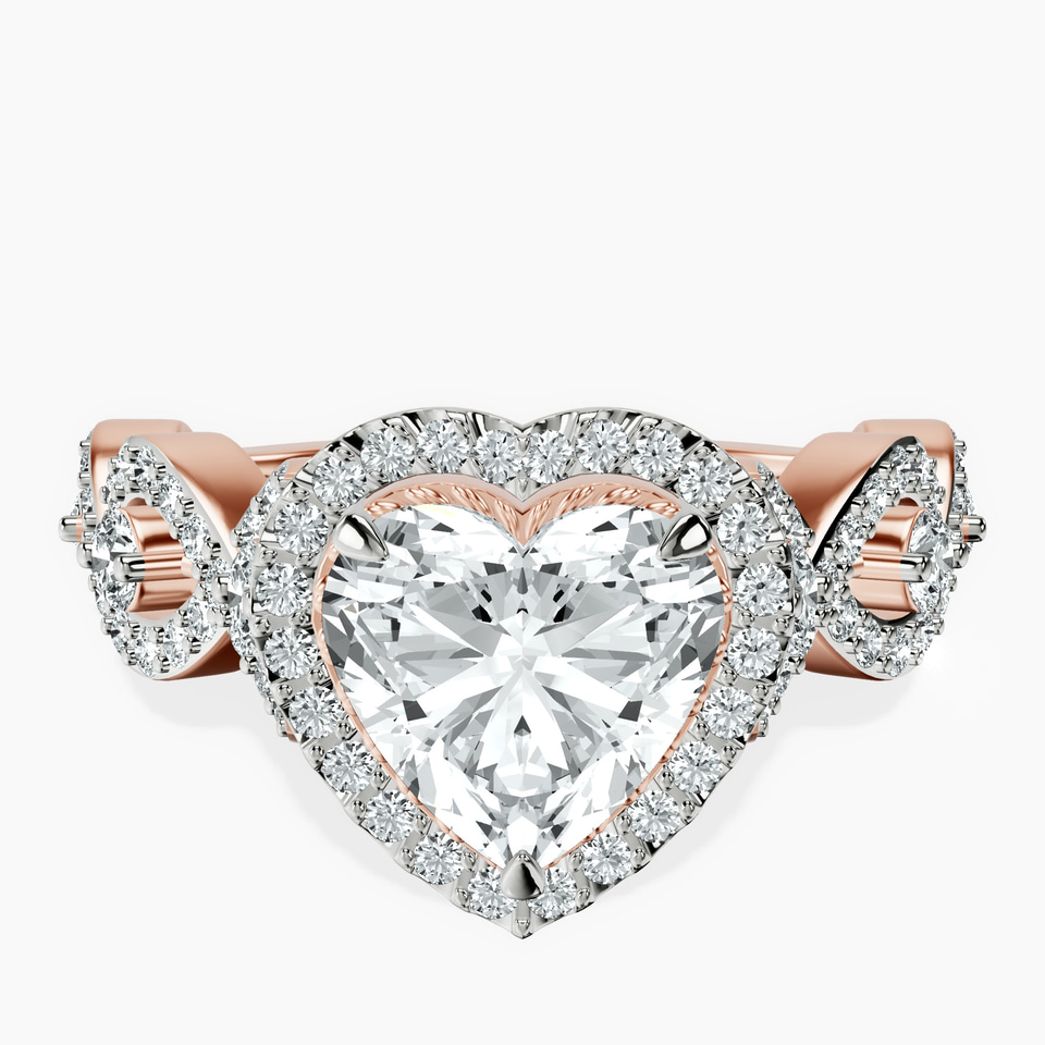 10kt Rose Gold Prestigia Criss Cross Halo Lab Diamond Ring front image