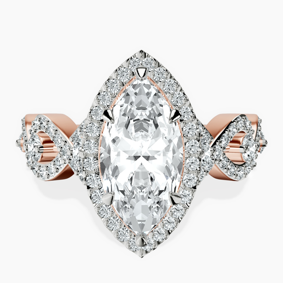 10kt Rose Gold Prestigia Criss Cross Halo Lab Diamond Ring front image